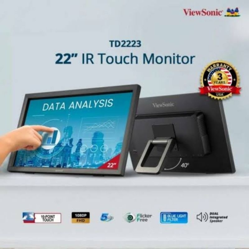 Viewsonic Monitor Touchscreen TD2223 22" 10-Point Touch