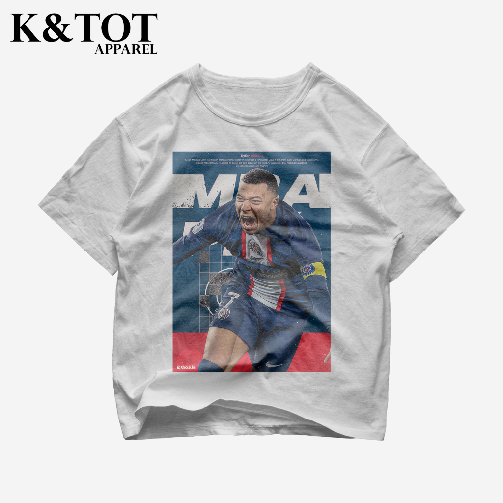 KNTOT - KAOS BAJU KYLAN MBAPPE PSG | TSHIRT OVERSIZE VINTAGE PUTIH BOOTLEG - PRIA WANITA DEWASA ANAK