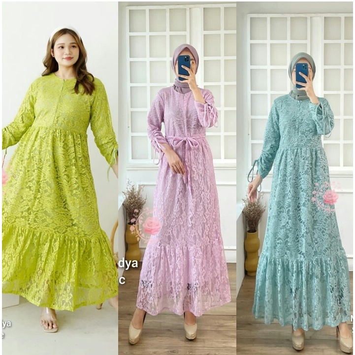 Gamis Wanita Maxi Lidya Matt Brukat Tulang