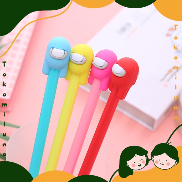 

Pulpen karakter among us lucu cute tinta gel hitam HB1389