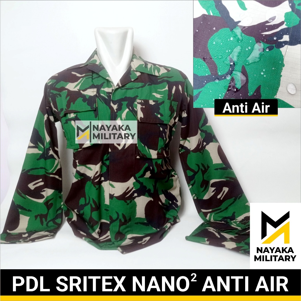 Baju PDL Sritex Nano Nano Anti Air Sritek Stelan TNI Pakaian Lapangan Seragam Tentara Setelan Loreng