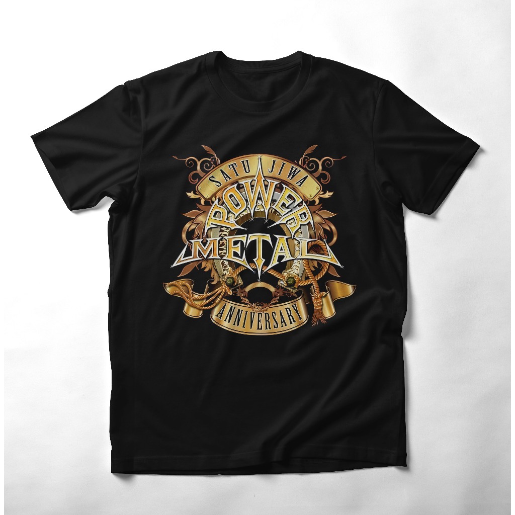 Kaos Distro POWER METAL SATU JIWA T-shirt Power Metal Kaos Metal kaos Band Kaos Distro Pria