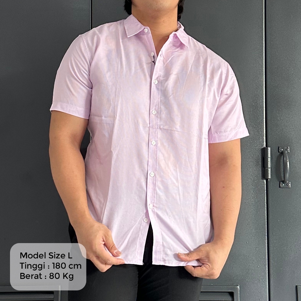 Kemeja Lengan Pendek Rugby Warna Pink | Hijau Motif Garis | Putih Garis Abu | Atasan Pria | Gudang B