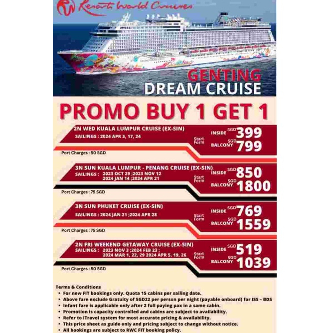 PROMO BUY 1 GET 1 RESORTS WORLD CRUISE ( GENTING DREAM )
