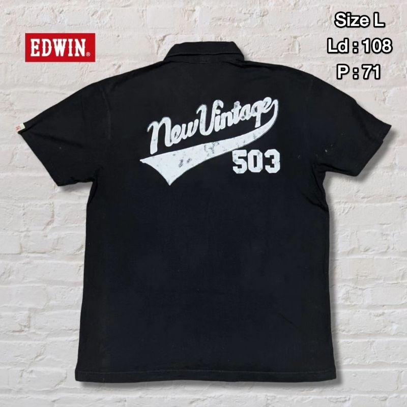 Kaos Polo Shirt Edwin Vtg Hitam Original Second Preloved