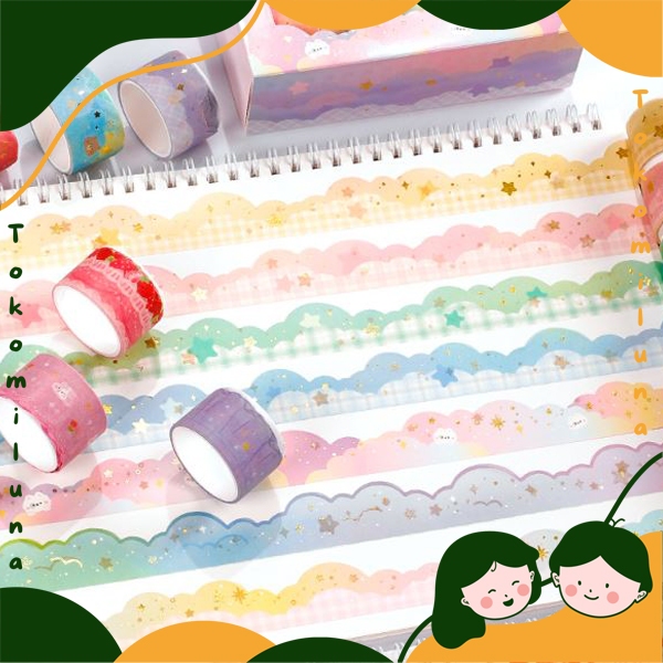 

1 set 10 pcs Washi tape dreamy wave paper tape awan lucu cute kawai aesthetic estetik DIY journaling HB1372