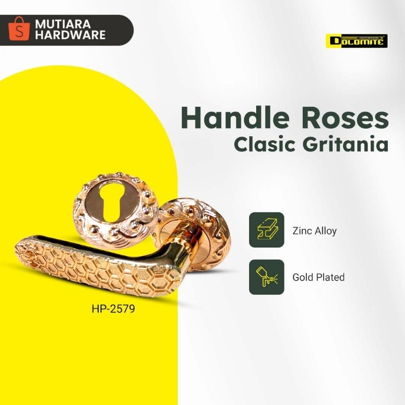 Handle pintu klasik gold dolomite HP 2579/ Gagang pintu klasik gold