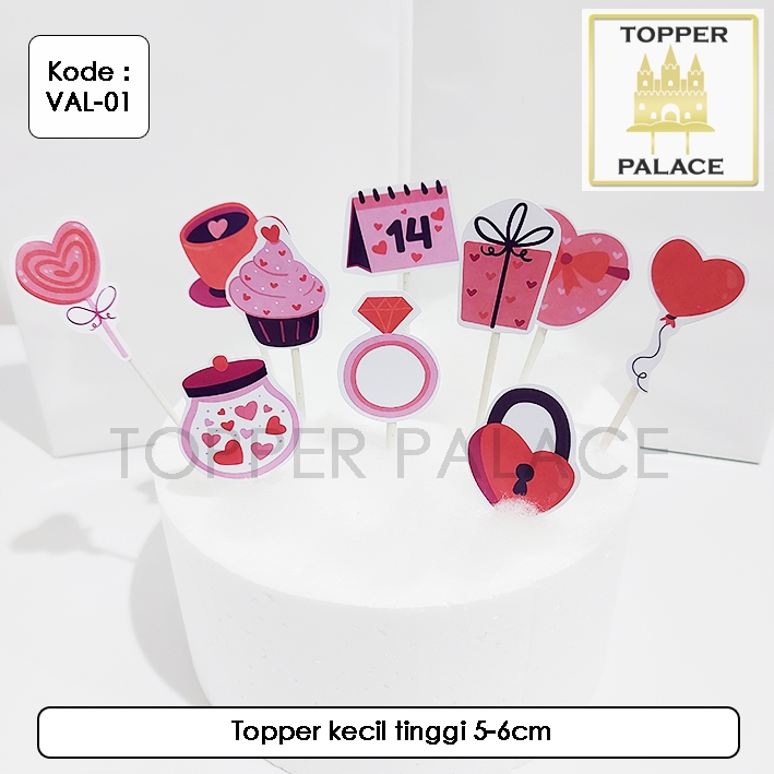 

VAL-01 Valentine day cake topper l cupcake topper - 10pcs