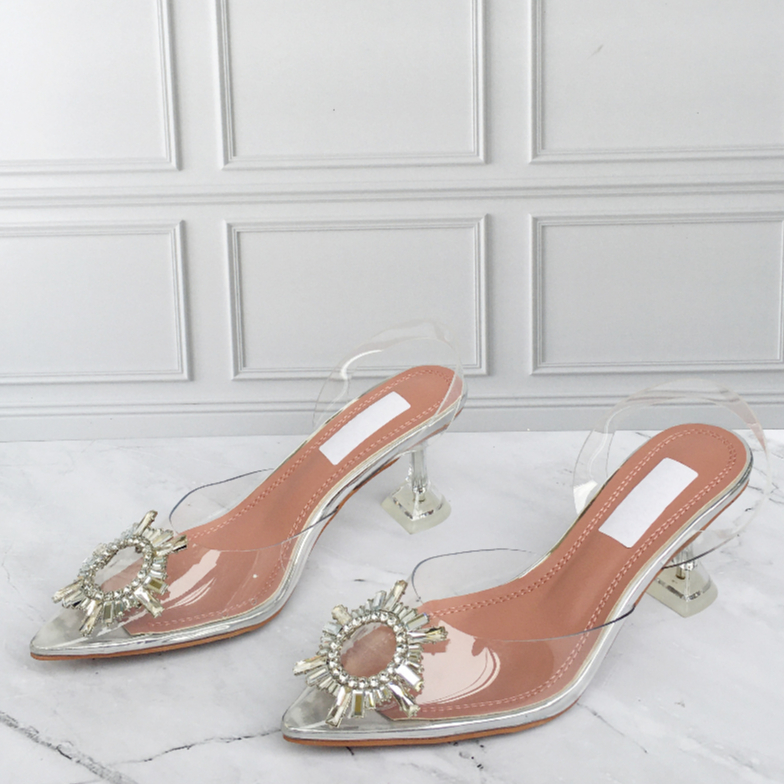 Ay00 Sepatu Wanita Amina Muaddi Transparan Dengan Diamonds