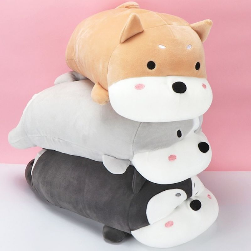 MINISO Boneka Bantal Lucu Shiba Inu Bantal lempar Bantal Tidur Mainan - Abu-abu muda