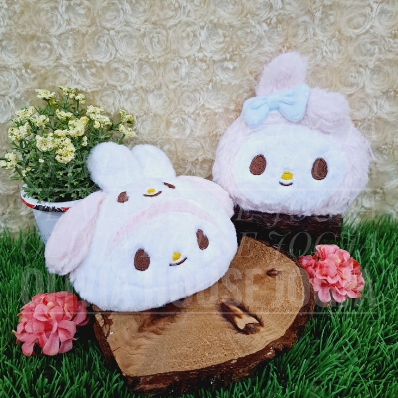 Pouch Koin Bulu My Melody Gantungan Boneka My Melody Pink Dompet Koin My Melody