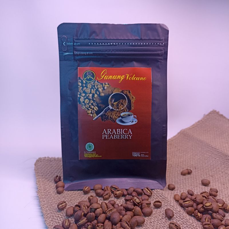 

Volcano Coffee Kopi Arabica Peaberry kemasan 250gr kopi lanang Temanggung