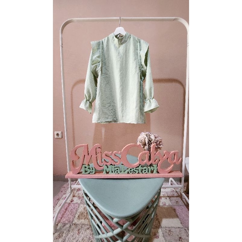 Miss Calya by Mia Lestari - Calya Blouse Simple dan Elegant Warna Hijau Mint Polos Baju Atasan Blus 