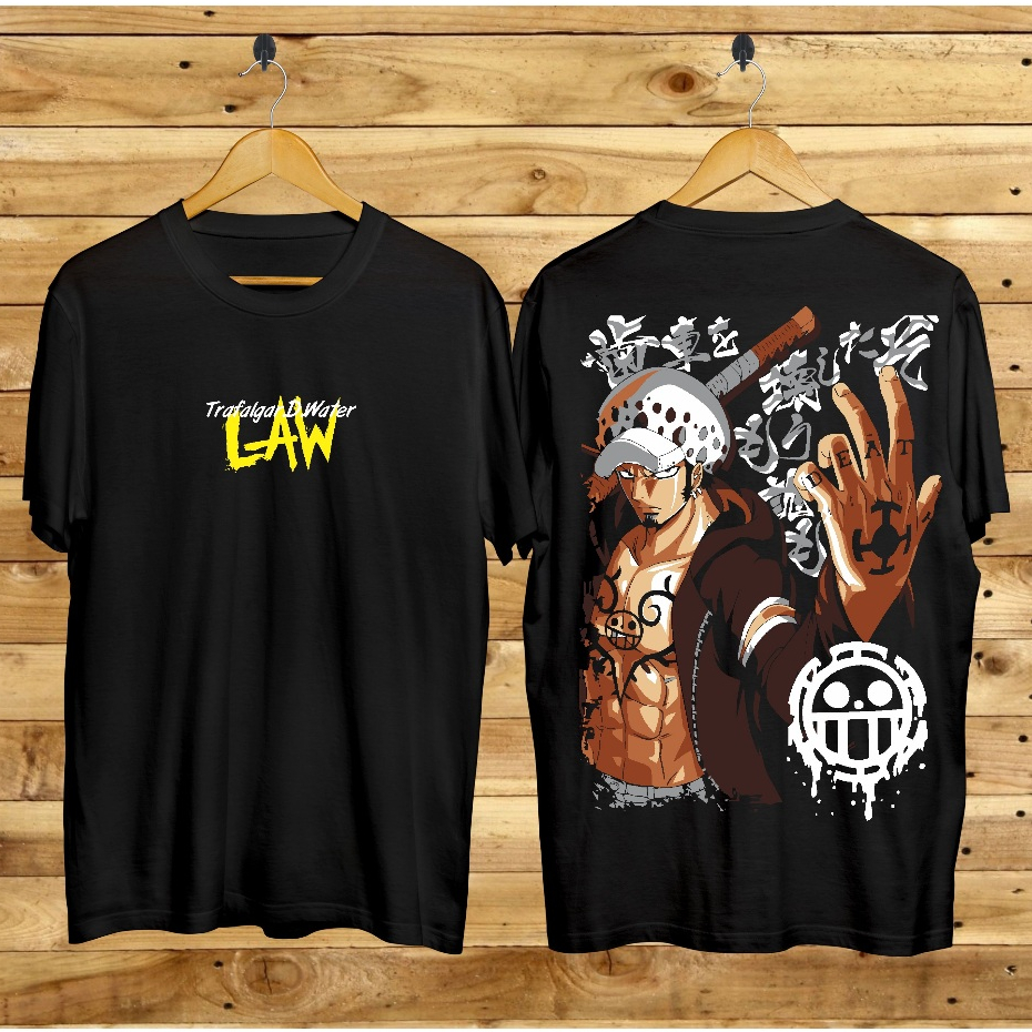 Baju Kaos T-shirt Distro Terbaru / Kaos One Piece Trafalgar D Law Hitam / Kaos Kekinian / Kaos Anime