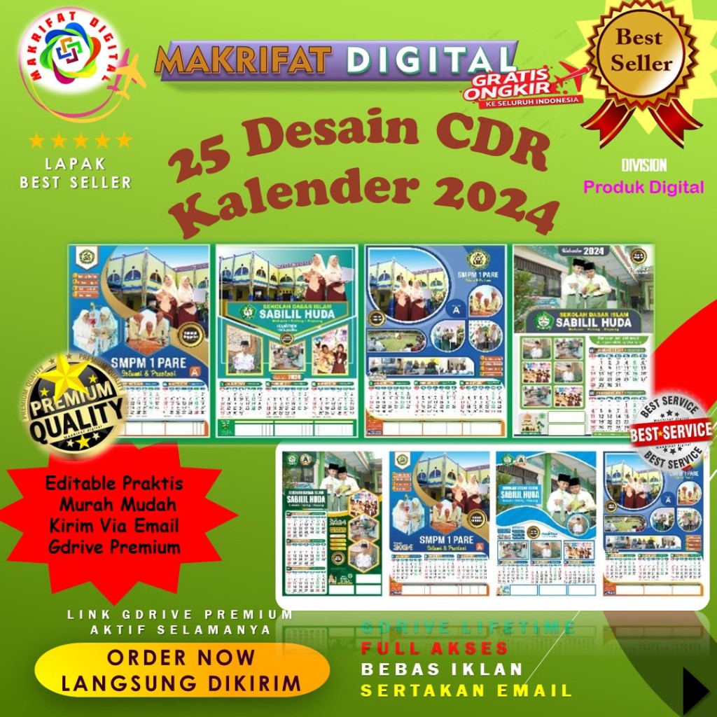 

25 Desain CDR KALENDER 2024 Motif Pendidik Islam Pondok Pesantren SMA SMP SD TK PAUD dll Editable Praktis Mudah Kirim Via Email GDrive Priemium