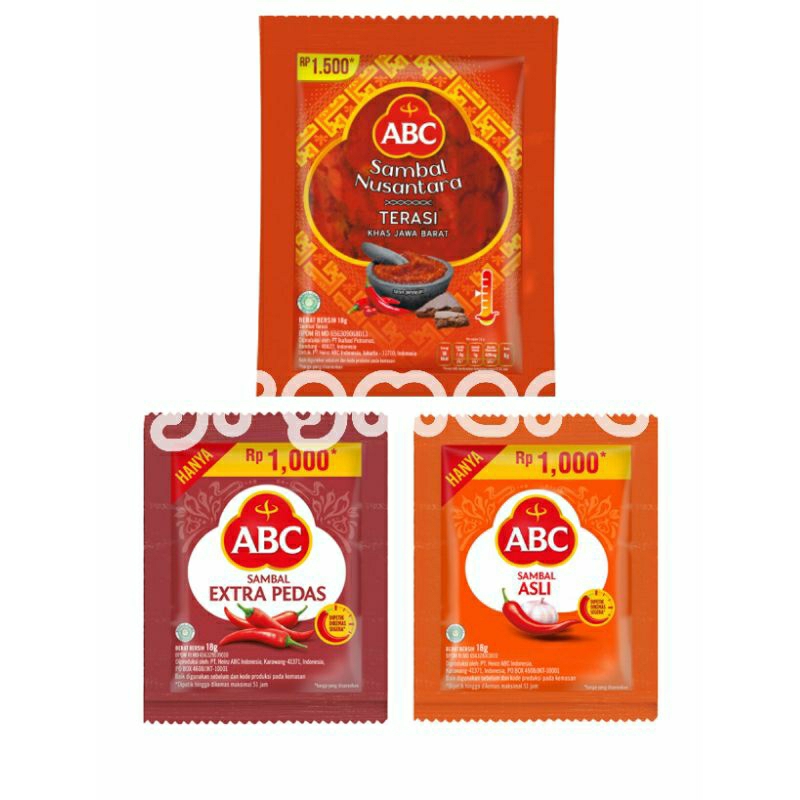 

ABC SAUS CABAI dan SAMBAL TERASI ISI 10 SACHET Pedas Sauce