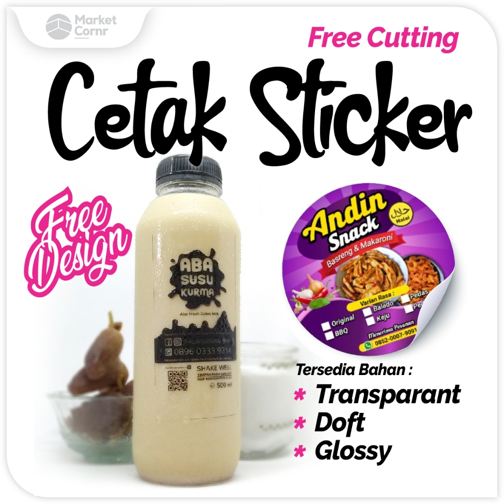 

cetak label minuman label makanan bahan Vynill premium custom label cookies label sambel