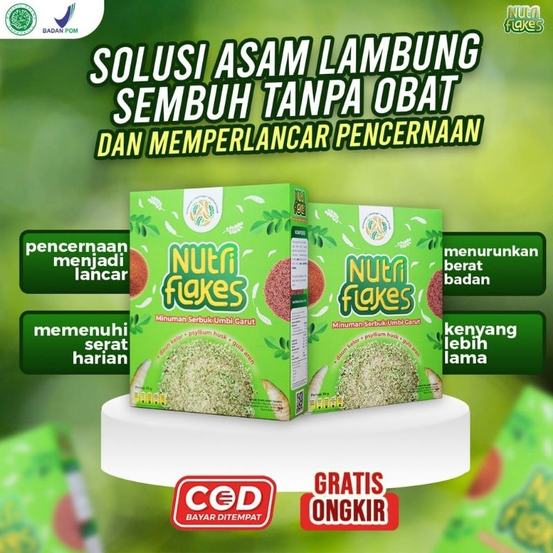 NUTRIFLAKES SEREAL UMBI GARUT solusi masalah asam lambung dan magh extra daun kelor / Nutri Flakes M