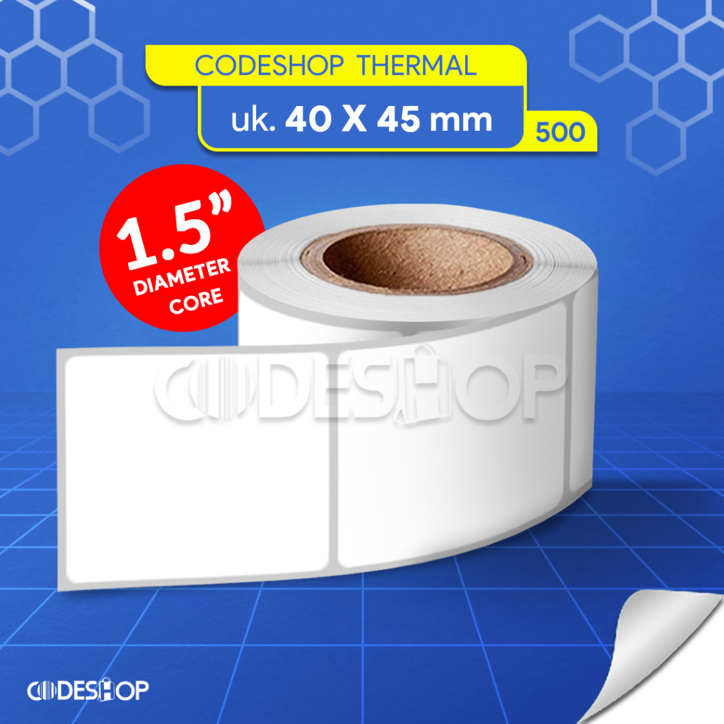 

Codeshop Stiker Label Barcode 40 x 45 mm Thermal 1 Line isi 500 Pcs
