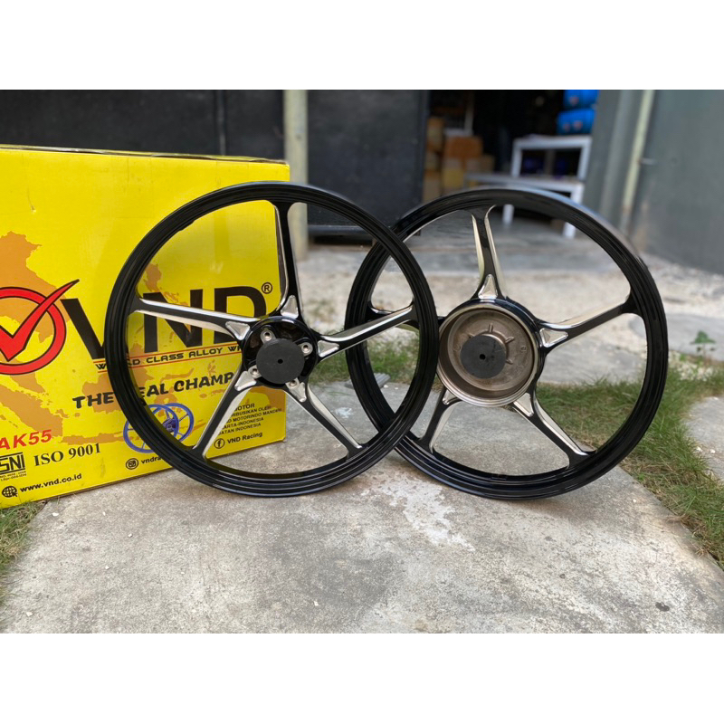 VELG VND AK55 AK 55 YAMAHA JUPITER Z SET UKURAN 140/160 RING 17 WARNA HITAM BLACK GLOSSY/BIRU BLUE G