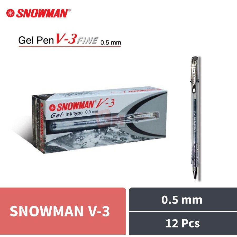 

Pulpen Snowman V3 Pen Gel 0.5mm/ Bulpen Bolpoint Hitam Per Pak