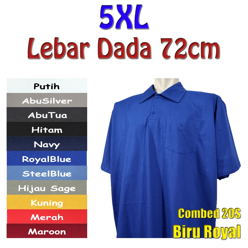 Kaos Kerah Polos Katun Combed 20S Jumbo Besar Ukuran 5XL
