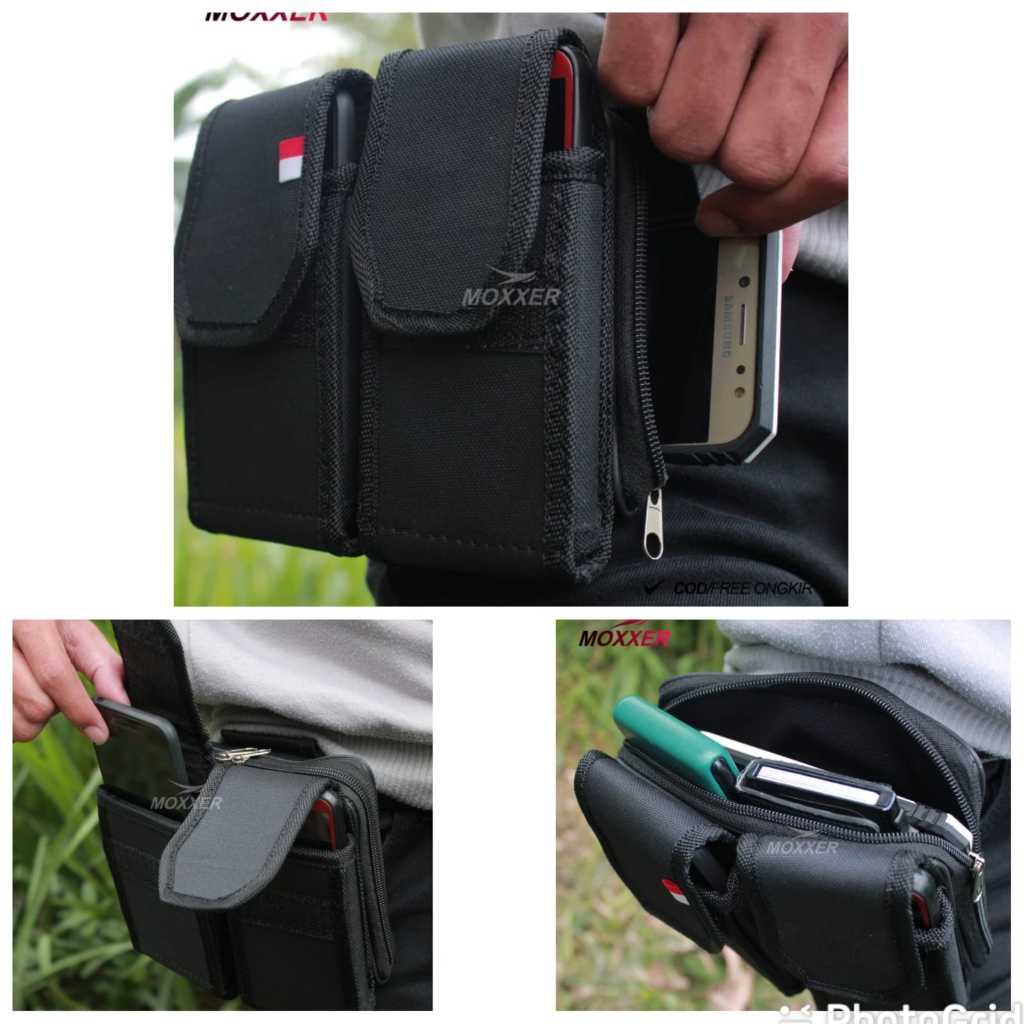 2 slot sarung dompet Hp kanvas tebal Tas hp 2 slot tas pinggang 2 slot tas hp