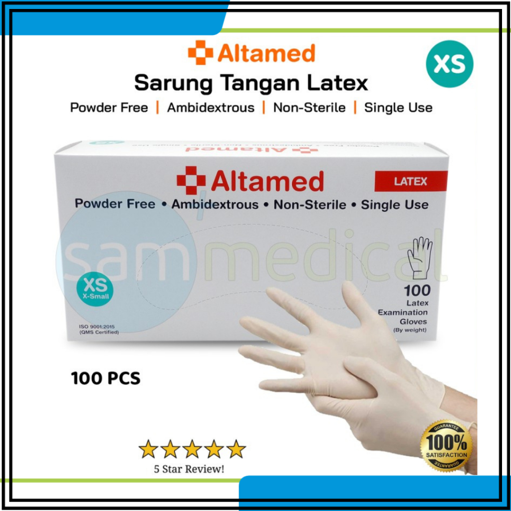 ALTAMED Sarung Tangan Latex / Gloves Latex Powder Free isi 100pcs