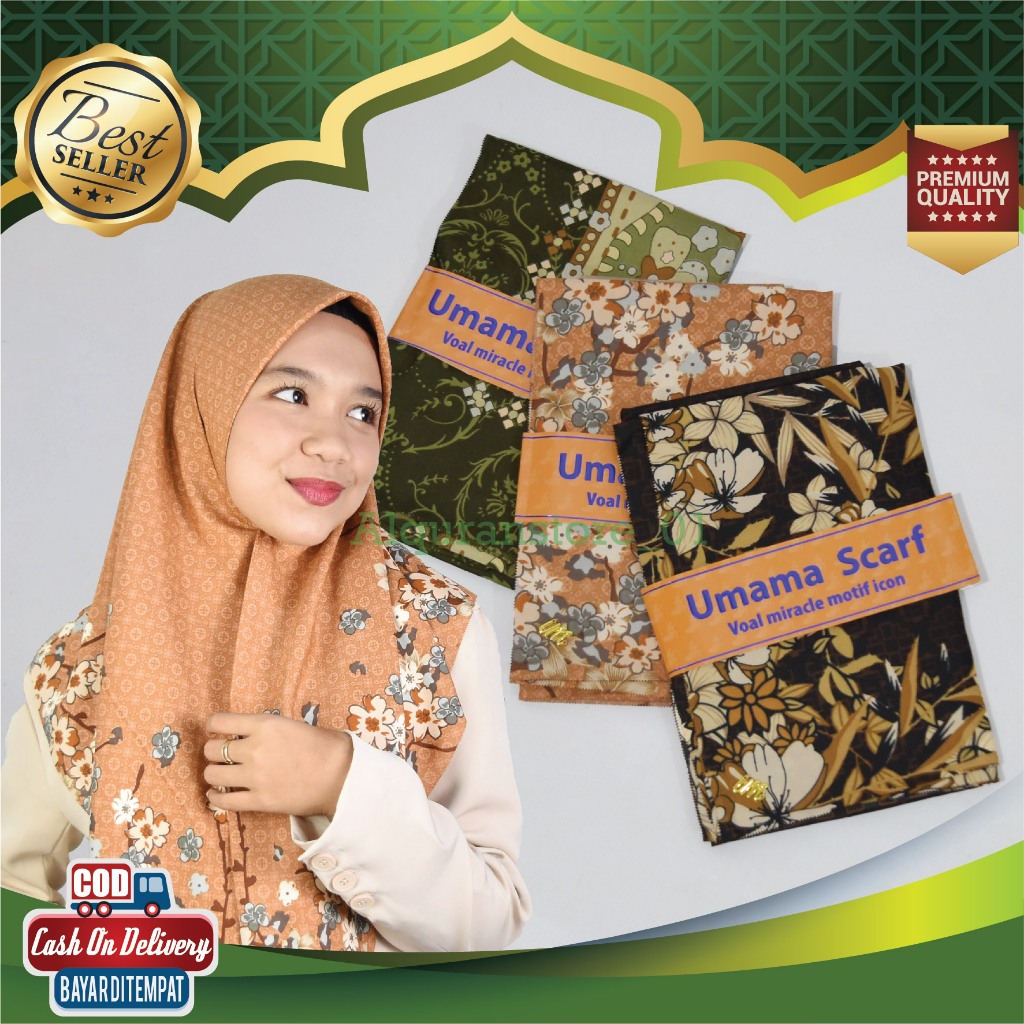 Hijab Miracle Motif Ic Kerudung Segi Empat Umma Scarf Miracle Motif Original Hijab Segiempat Jilbab 