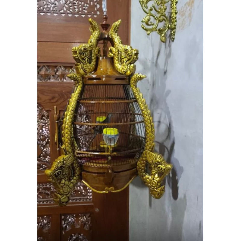 Sangkar Perkutut Motif Naga Kayu Jati