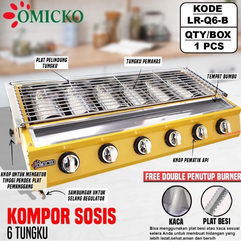kompor panggangan sosis OMICKO 6 tungku / kompor panggang sosis sate dll