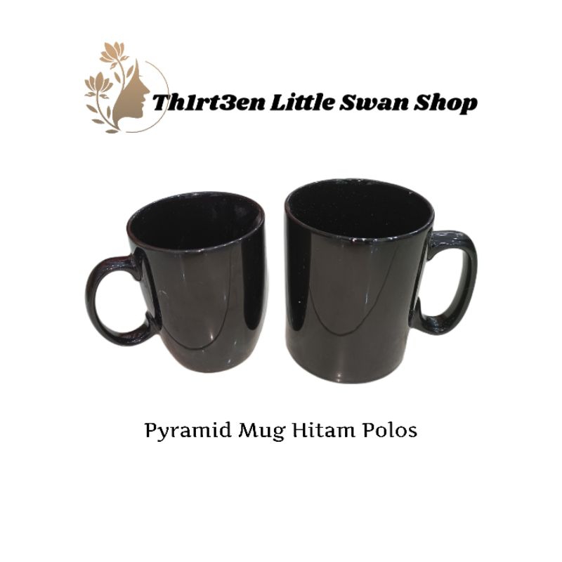 PYRAMID MUG KERAMIK HITAM POLOS (Th-347)