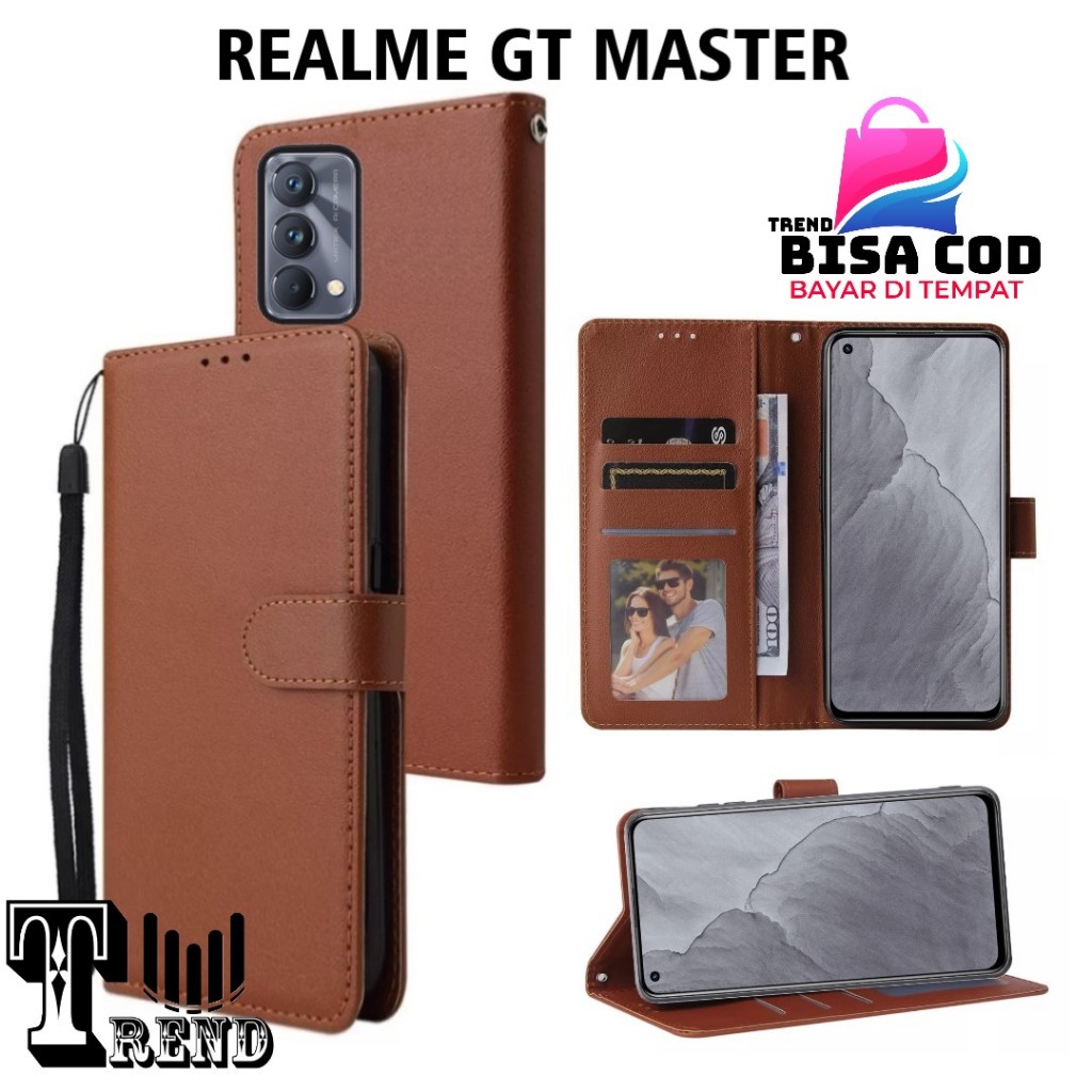 LEATHER CASE FLIP REALME GT MASTER- FLIP CASE KULIT UNTUK REALME GT MASTER