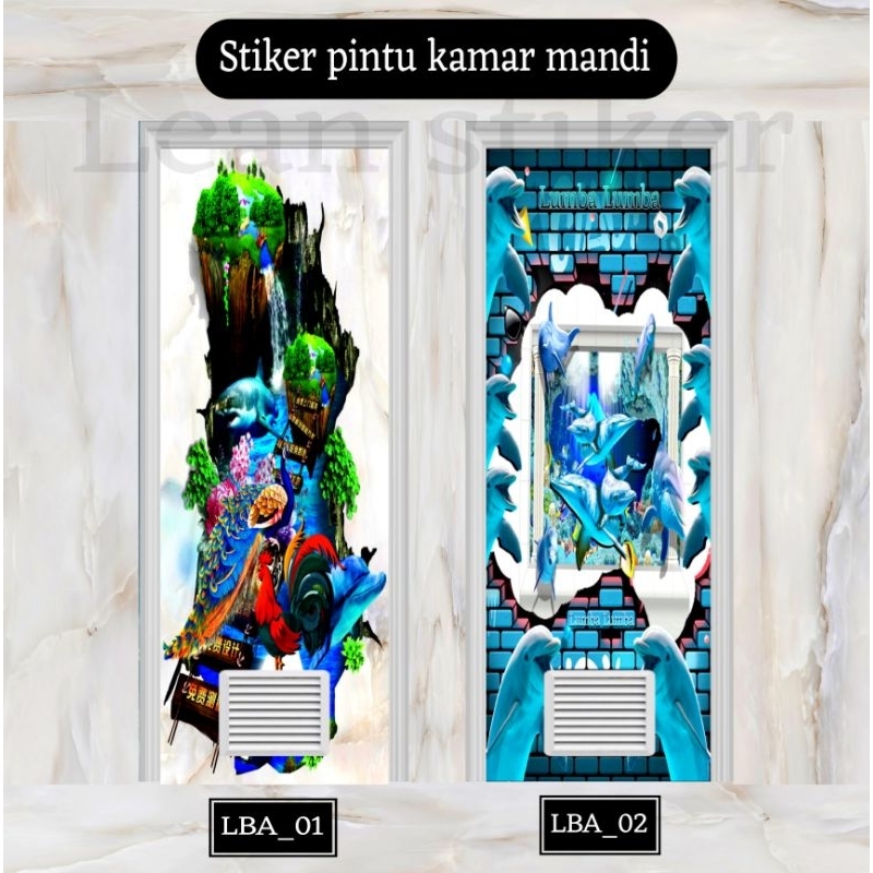 Stiker pintu kamar mandi motif ikan lumba lumba