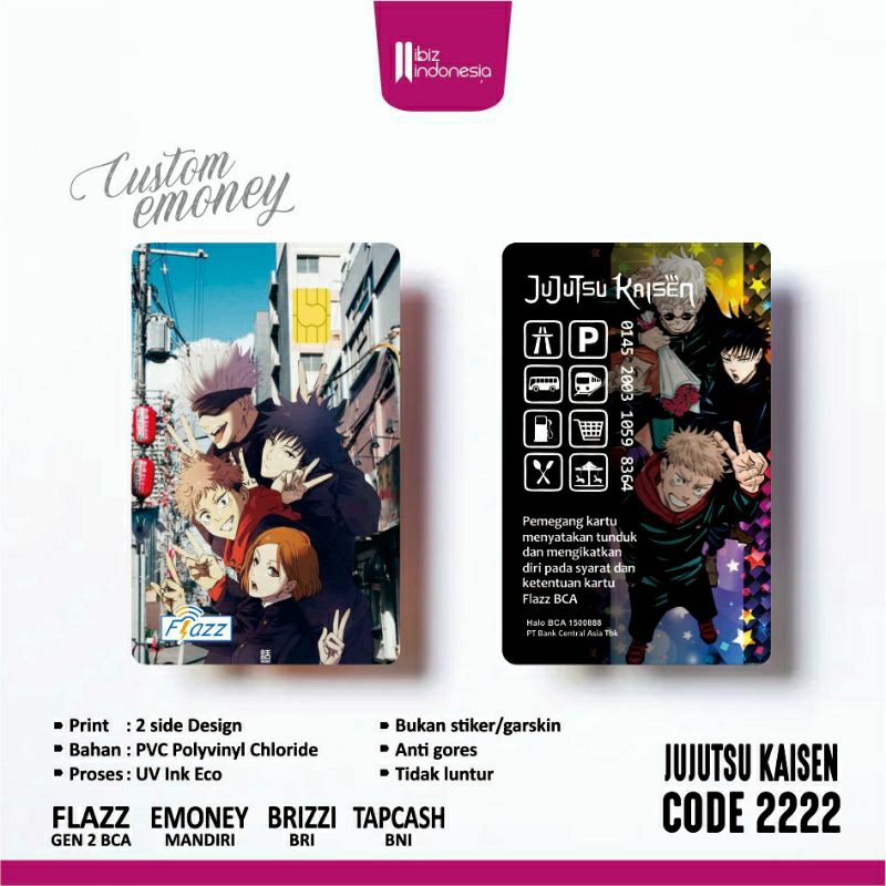 Custom Emoney Jujutsu Kaisen Limited edition - BCA Flazz Gen2 - Emoney Mandiri - BRI Brizzi - BNI Ta
