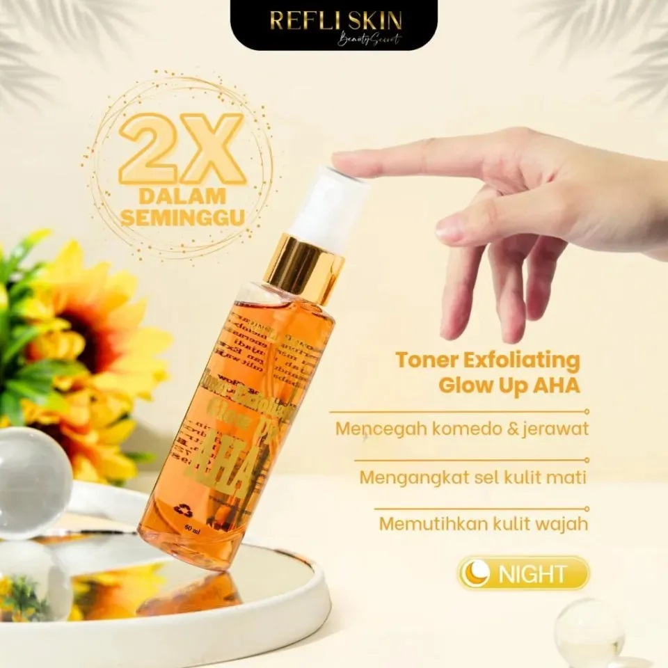 toner exfo refli-ORI  REFLISKIN Toner Glow Up AHA Exfoliating - Toner Exfoliating L- Refli Skin Tone