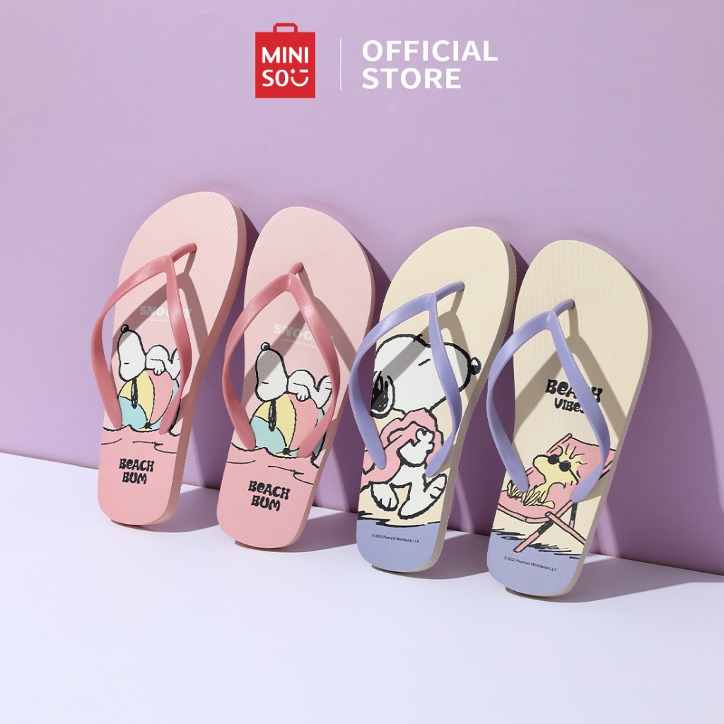 MINISO Snoopy Sandal Jepit Wanita  Uniseks Pria dan Wanita Sandal Women's Flip-Flops Sendal Wanita S