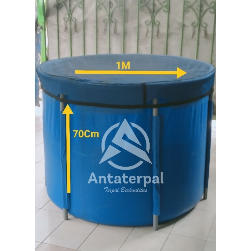 Kolam terpal bulat Diameter 1M tinggi 70Cm full set untuk ikan lele koi hias merk orchid