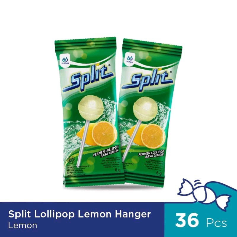 

Split Lollipop Lemon Hanger (1 Bag Isi 36pcs) - Permen Lollipop Rasa Soda Lemon Lollipop Rasa Lemon Permen Lollipop Mango Permen Lemon