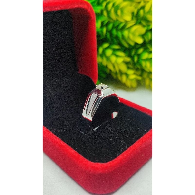 cincin peria mata satu berlian eropa asli ikat perak