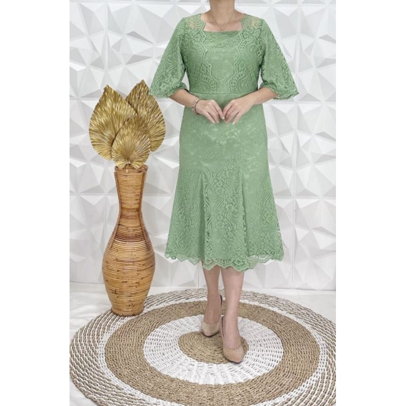 Dress Brukat Baju Pesta Kondangan Mewah Kekinian Wanita Terbaru Terlaris By Butik Rumahku