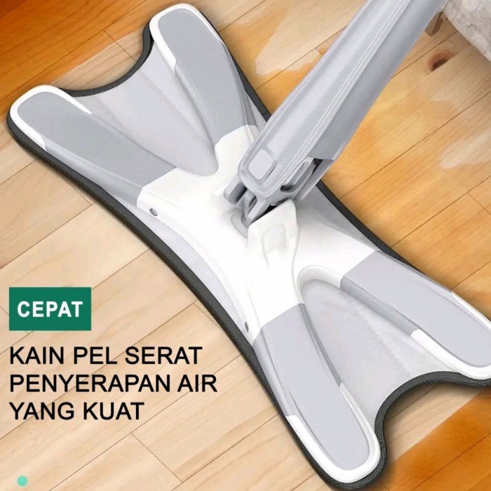 Flat X Shape Mop Pel Lantai Ultra Otomatis Kain Refil / Vanstar Mop Alat Pel Magic V-0016