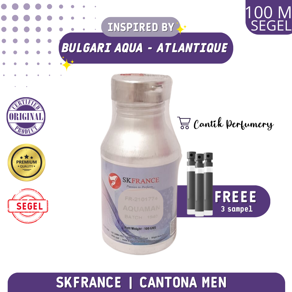 Bibit parfum searah dengan BULGARI AQUA ATLANTIQ ( CANTONA MEN ) by Skfrance | Segel | Minyak wangi 