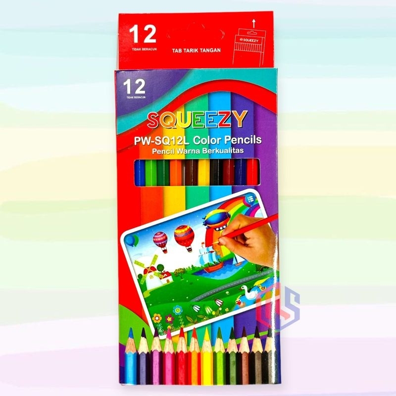 

Pensil Warna SQUEEZY Panjang 12 Warna SQ-12L