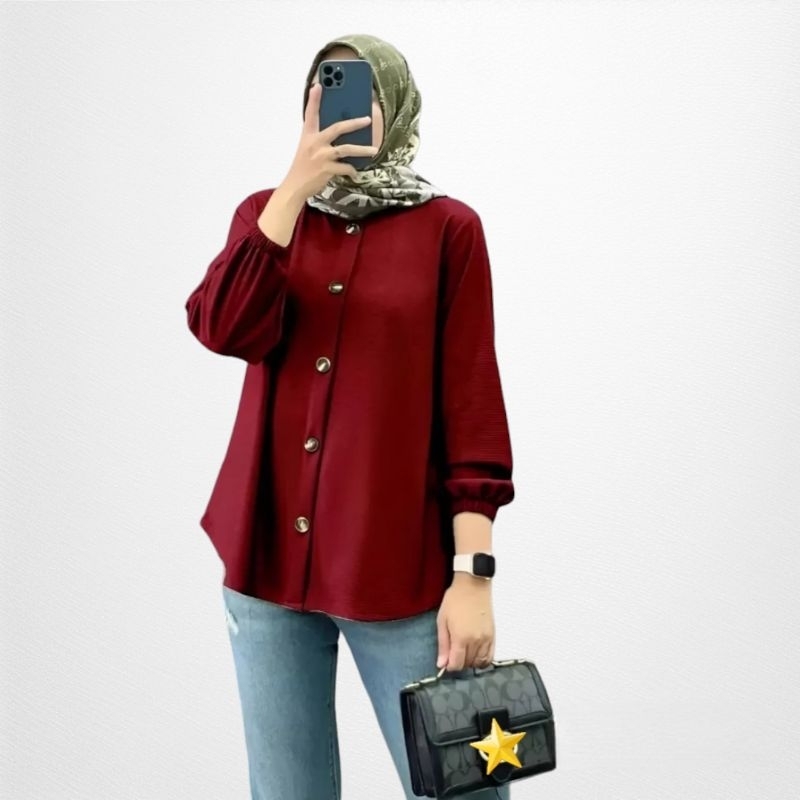Kemeja Blouse Jumbo Ld120&Ld105 Karina Blouse Atasan Wanita Kemeja Wanita Atasan Hijab Busui&Friendl