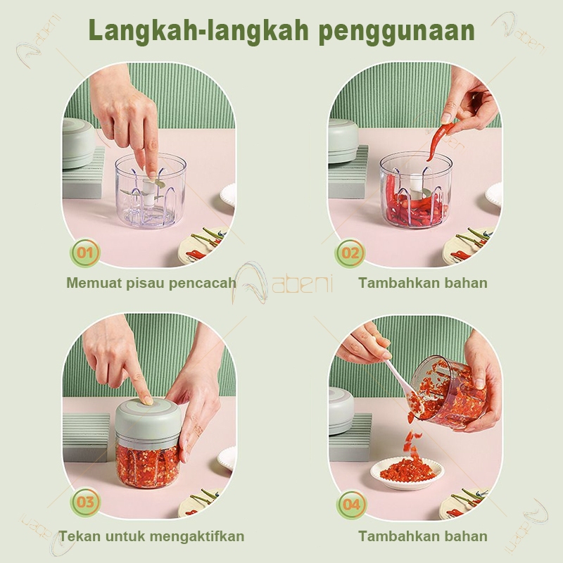 BIG SALE Abeni blender mini /USB Chopper Multifungsi Food Chopper Chopper Bumbu Dapur Giling Daging,