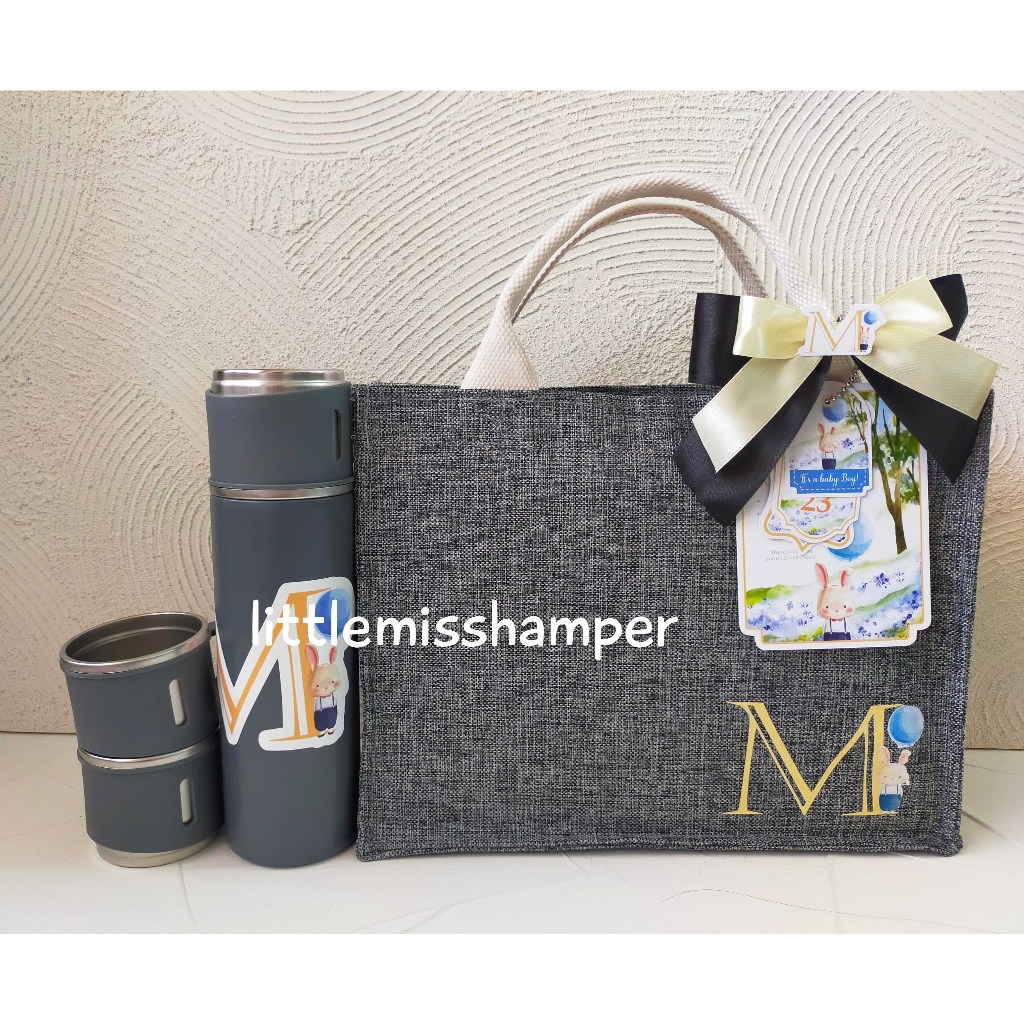 

paket tenteng kanvas tumbler cangkir one month mitoni baby hampers custom karakter