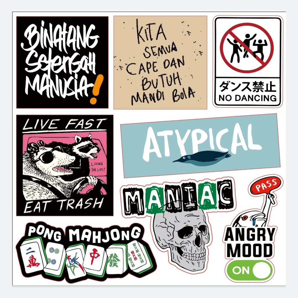

Stiker Pack Vintage Maniac Pong Mahjong Atypical