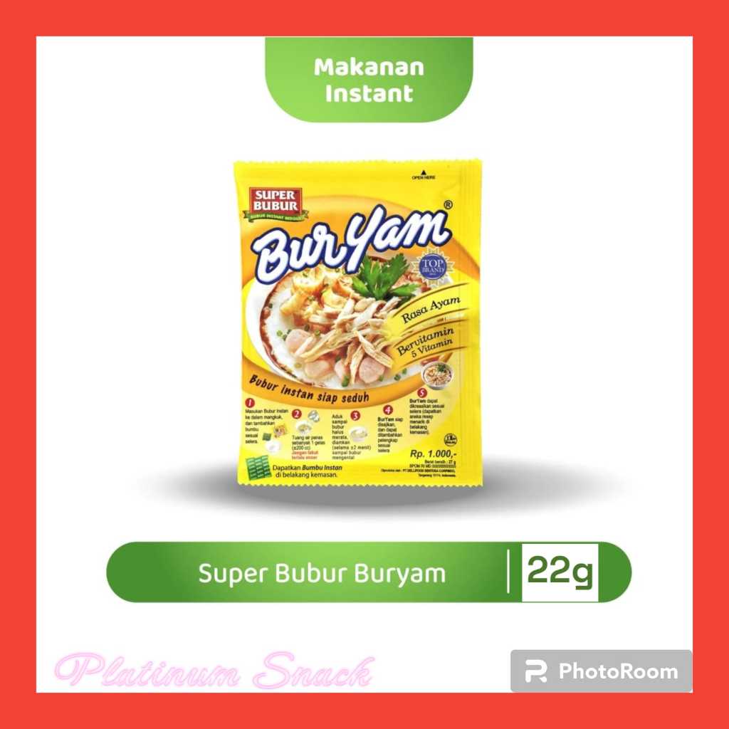 

Buryam Rasa Ayam | Isi 10 Bks @ 22 Gr | Super Bubur