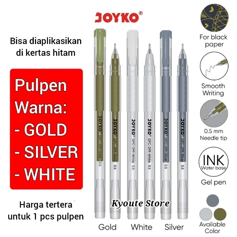 

Joyko Pulpen White Gold Silver Menulis Kertas Hitam Black Paper